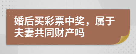 婚后買彩票中獎，屬于夫妻共同財產(chǎn)嗎
