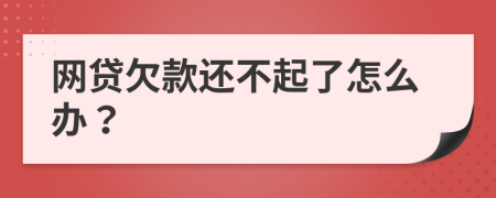 網(wǎng)貸欠款還不起了怎么辦？