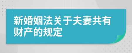 新婚姻法關于夫妻共有財產(chǎn)的規(guī)定
