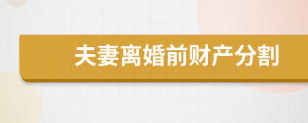 夫妻離婚前財(cái)產(chǎn)分割