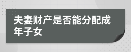 夫妻財(cái)產(chǎn)是否能分配成年子女