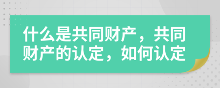 什么是共同財(cái)產(chǎn)，共同財(cái)產(chǎn)的認(rèn)定，如何認(rèn)定