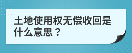 土地使用權(quán)無償收回是什么意思？