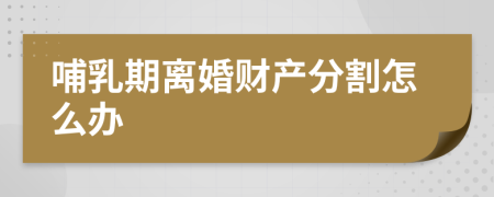 哺乳期離婚財(cái)產(chǎn)分割怎么辦