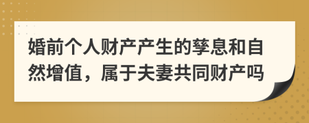婚前個人財產(chǎn)產(chǎn)生的孳息和自然增值，屬于夫妻共同財產(chǎn)嗎