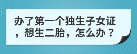 辦了第一個(gè)獨(dú)生子女證，想生二胎，怎么辦？