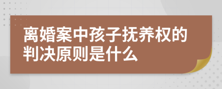 離婚案中孩子撫養(yǎng)權(quán)的判決原則是什么
