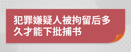 犯罪嫌疑人被拘留后多久才能下批捕書