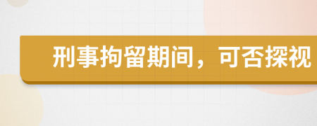 刑事拘留期間,可否探視