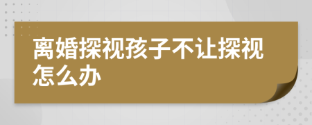 離婚探視孩子不讓探視怎么辦
