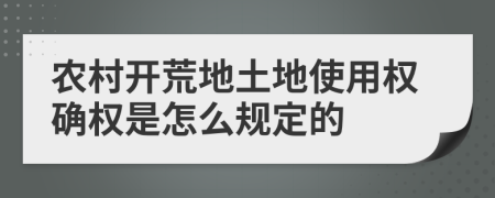 農(nóng)村開(kāi)荒地土地使用權(quán)確權(quán)是怎么規(guī)定的
