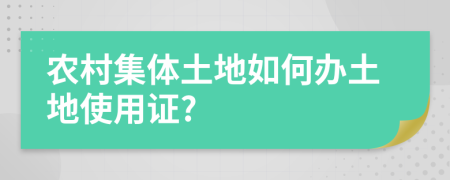 農(nóng)村集體土地如何辦土地使用證?
