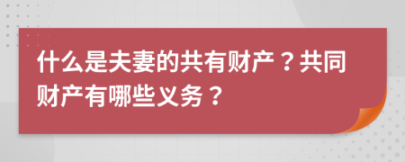 什么是夫妻的共有財(cái)產(chǎn)？共同財(cái)產(chǎn)有哪些義務(wù)？