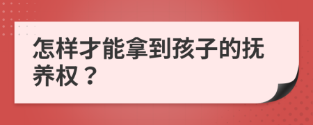 怎樣才能拿到孩子的撫養(yǎng)權(quán)？