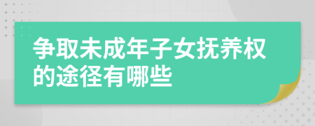 爭取未成年子女撫養(yǎng)權的途徑有哪些