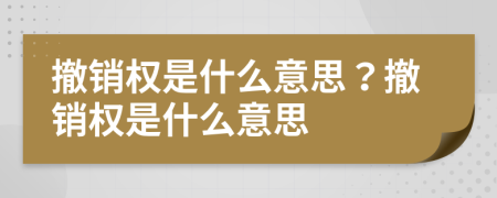 撤銷權(quán)是什么意思？撤銷權(quán)是什么意思