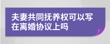 夫妻共同撫養(yǎng)權(quán)可以寫在離婚協(xié)議上嗎