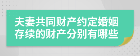 夫妻共同財產約定婚姻存續(xù)的財產分別有哪些