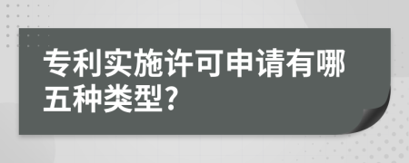 專利實(shí)施許可申請(qǐng)有哪五種類型?