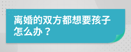 離婚的雙方都想要孩子怎么辦？