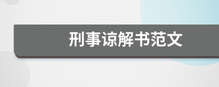 刑事諒解書范文