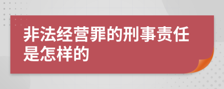 非法經(jīng)營(yíng)罪的刑事責(zé)任是怎樣的
