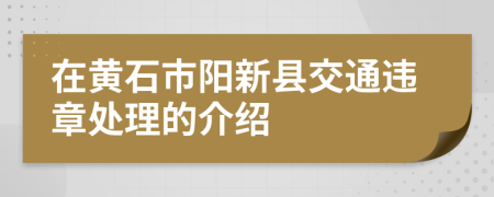 在黃石市陽新縣交通違章處理的介紹
