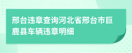 邢臺違章查詢河北省邢臺市巨鹿縣車輛違章明細