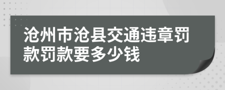 滄州市滄縣交通違章罰款罰款要多少錢