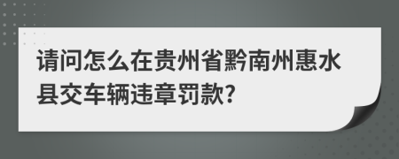 請問怎么在貴州省黔南州惠水縣交車輛違章罰款?