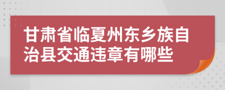 甘肅省臨夏州東鄉(xiāng)族自治縣交通違章有哪些