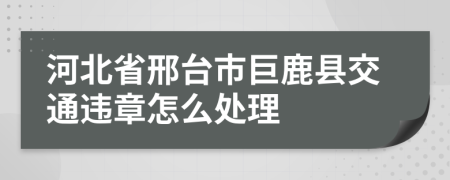 河北省邢臺市巨鹿縣交通違章怎么處理