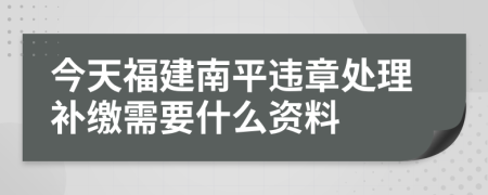 今天福建南平違章處理補(bǔ)繳需要什么資料