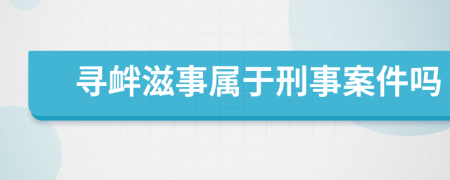 尋釁滋事屬于刑事案件嗎