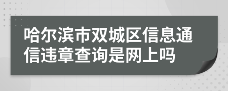 哈爾濱市雙城區(qū)信息通信違章查詢(xún)是網(wǎng)上嗎