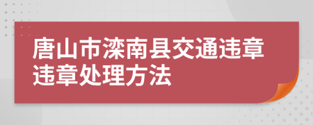 唐山市灤南縣交通違章違章處理方法