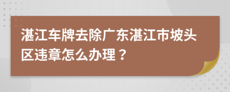 湛江車牌去除廣東湛江市坡頭區(qū)違章怎么辦理？