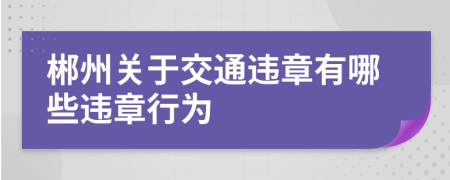 郴州關(guān)于交通違章有哪些違章行為