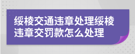 綏棱交通違章處理綏棱違章交罰款怎么處理