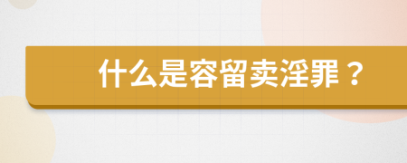 什么是容留賣淫罪？