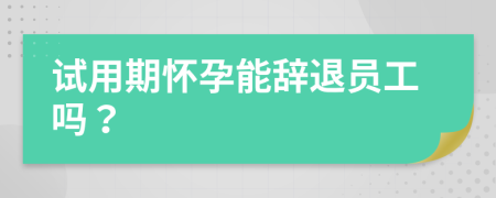 試用期懷孕能辭退員工嗎？