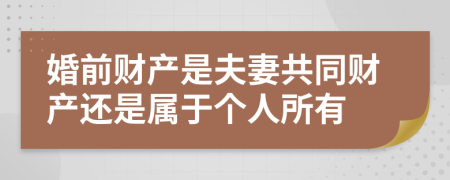 婚前財(cái)產(chǎn)是夫妻共同財(cái)產(chǎn)還是屬于個(gè)人所有