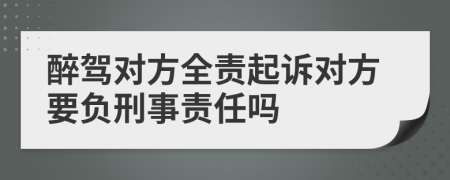醉駕對方全責(zé)起訴對方要負刑事責(zé)任嗎