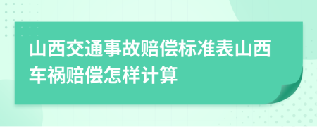 山西交通事故賠償標(biāo)準(zhǔn)表山西車禍賠償怎樣計(jì)算