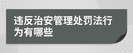 違反治安管理處罰法行為有哪些
