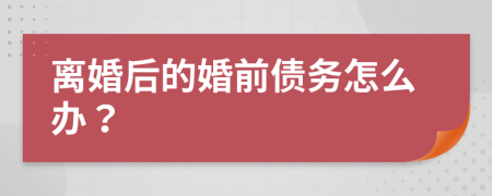 離婚后的婚前債務(wù)怎么辦？