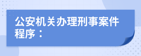 公安機(jī)關(guān)辦理刑事案件程序：