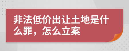非法低價出讓土地是什么罪，怎么立案