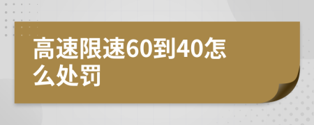 高速限速60到40怎么處罰