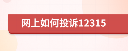 網(wǎng)上如何投訴12315